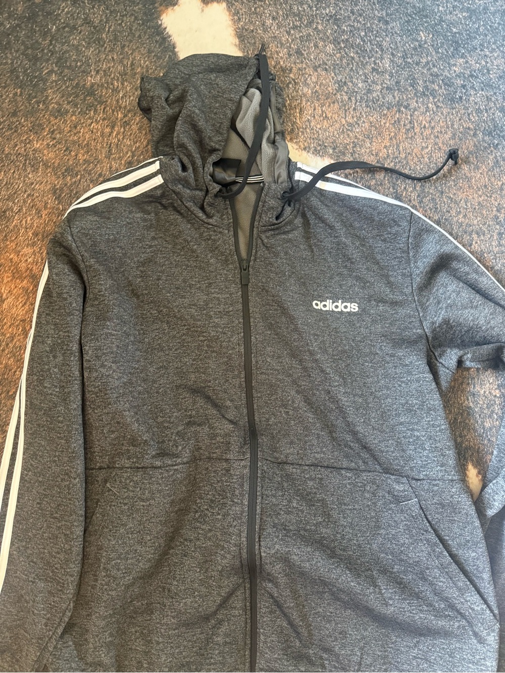 Adidas Men's Charcoal Gray Full-Zip Hooded Performance Jacket XL NWOT